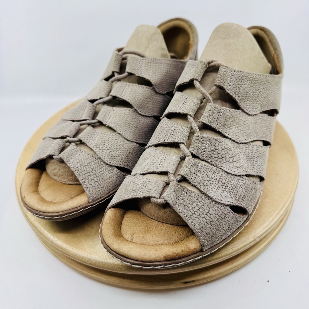 Earth Plover Shoes Womens 9 Taupe Beige Gladiator Sandals Strappy Comfort Flat
